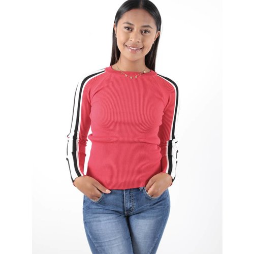 Yu & Me Top rib stripe sleeve Yu & Me Top rib stripe sleeve