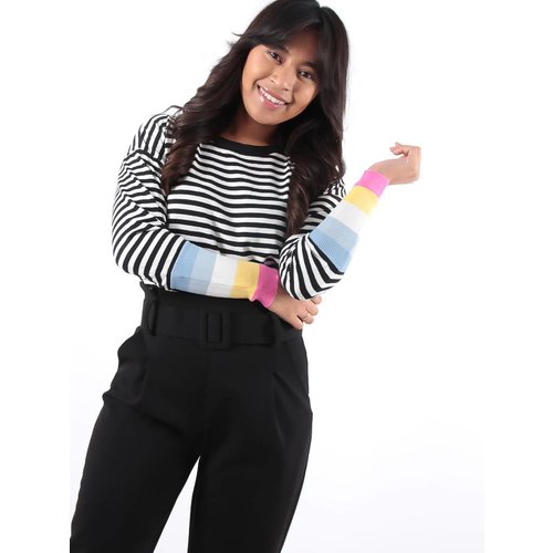 Ladylike Stripe jumper color sleeve Ladylike Stripe jumper color sleeve