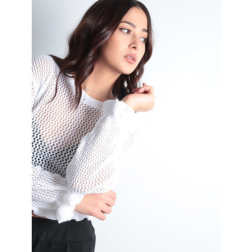 LADYLIKE FASHION Crochet Frill Crop Top Knitted LADYLIKE FASHION Crochet Frill Crop Top Knitted