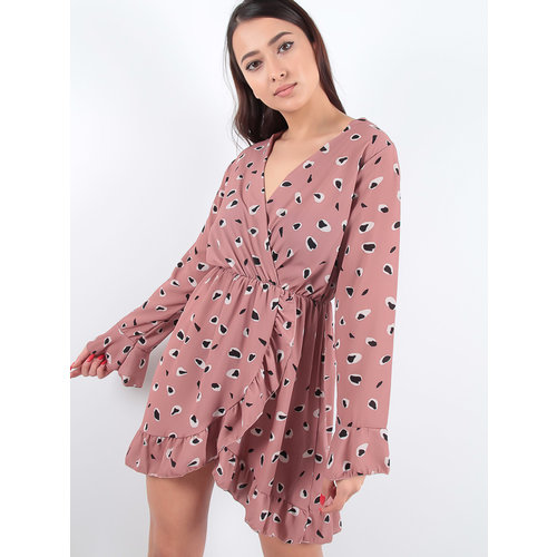 LADYLIKE FASHION Animal Print Wrap Dress Rose LADYLIKE FASHION Animal Print Wrap Dress Rose
