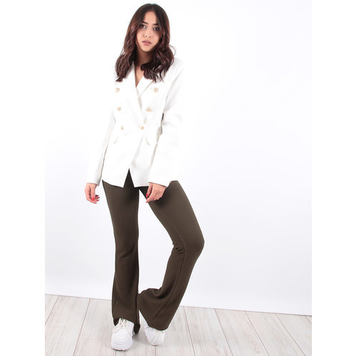LADYLIKE FASHION Green Ribbed Knit Flared Trousers LADYLIKE FASHION Green Ribbed Knit Flared Trousers