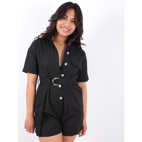LADYLIKE FASHION Black Utility Belted Playsuit LADYLIKE FASHION Black Utility Belted Playsuit