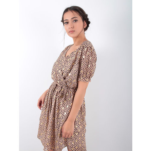 LADYLIKE FASHION Gold Detailed Brown Dress LADYLIKE FASHION Gold Detailed Brown Dress
