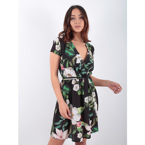 LADYLIKE FASHION Dress Big Floral Print Black LADYLIKE FASHION Dress Big Floral Print Black