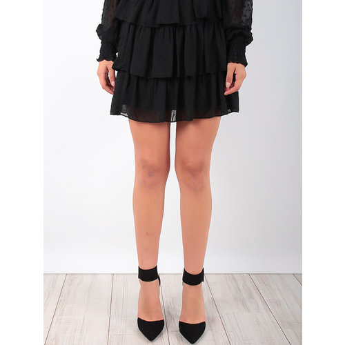 Vintage Dressing Ruffle Skirt Black Dots Vintage Dressing Ruffle Skirt Black Dots