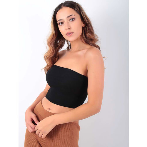 LADYLIKE FASHION Ribbed Bandeau Top Black LADYLIKE FASHION Ribbed Bandeau Top Black
