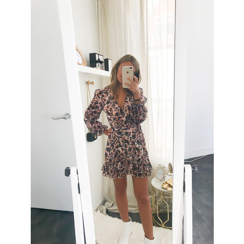 IVIVI Leopard Print Dress Blue Accent IVIVI Leopard Print Dress Blue Accent