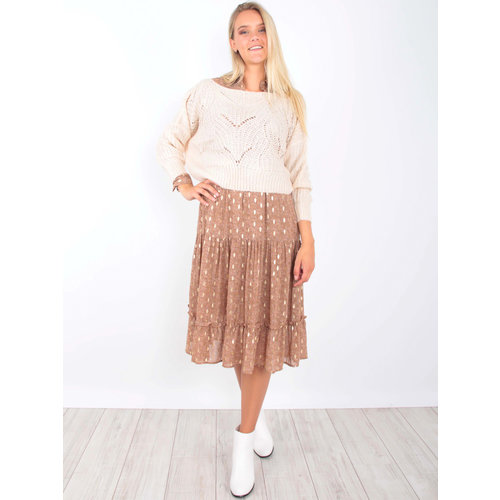 Maxi Dress Gold Detail Print Taupe Maxi Dress Gold Detail Print Taupe