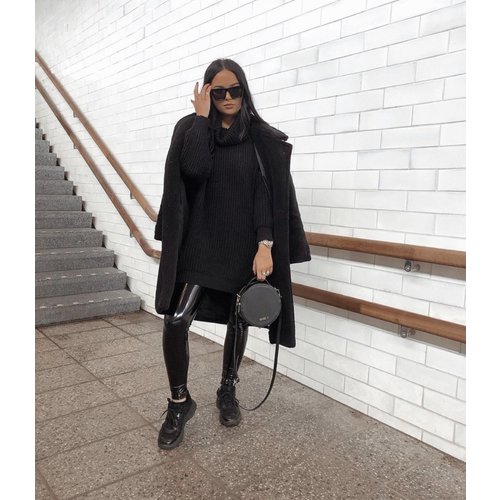 LADYLIKE FASHION Knitted Roll Neck Dress Black LADYLIKE FASHION Knitted Roll Neck Dress Black