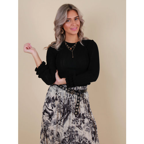 BY CLARA Jumper Ruffled Sleeve Black BY CLARA Jumper Ruffled Sleeve Black