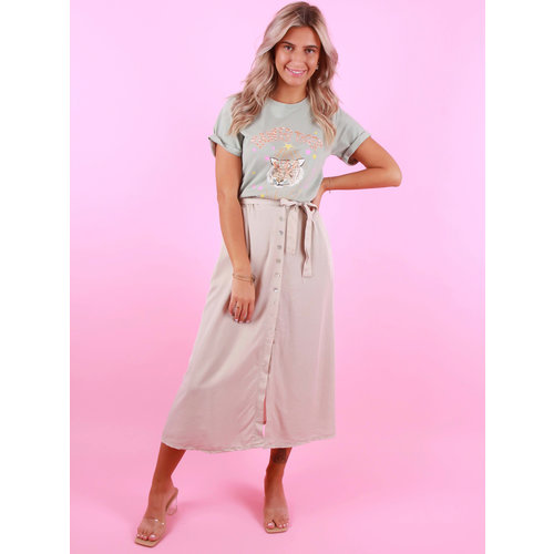 AMBIKA Lange Knoopjes Rok Beige AMBIKA Lange Knoopjes Rok Beige