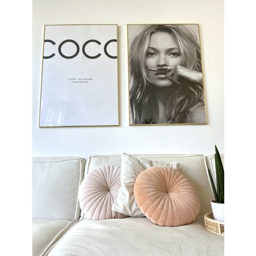 ROCAFLOR Kussen Velours Peach Goud stiksel ø40cm ROCAFLOR Kussen Velours Peach Goud stiksel ø40cm