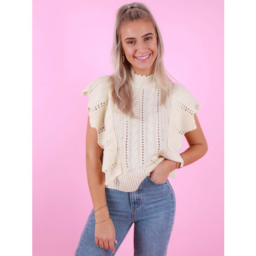 DRŌLE DE COPINE Knitted Sleeveless Jumper Beige DRŌLE DE COPINE Knitted Sleeveless Jumper Beige