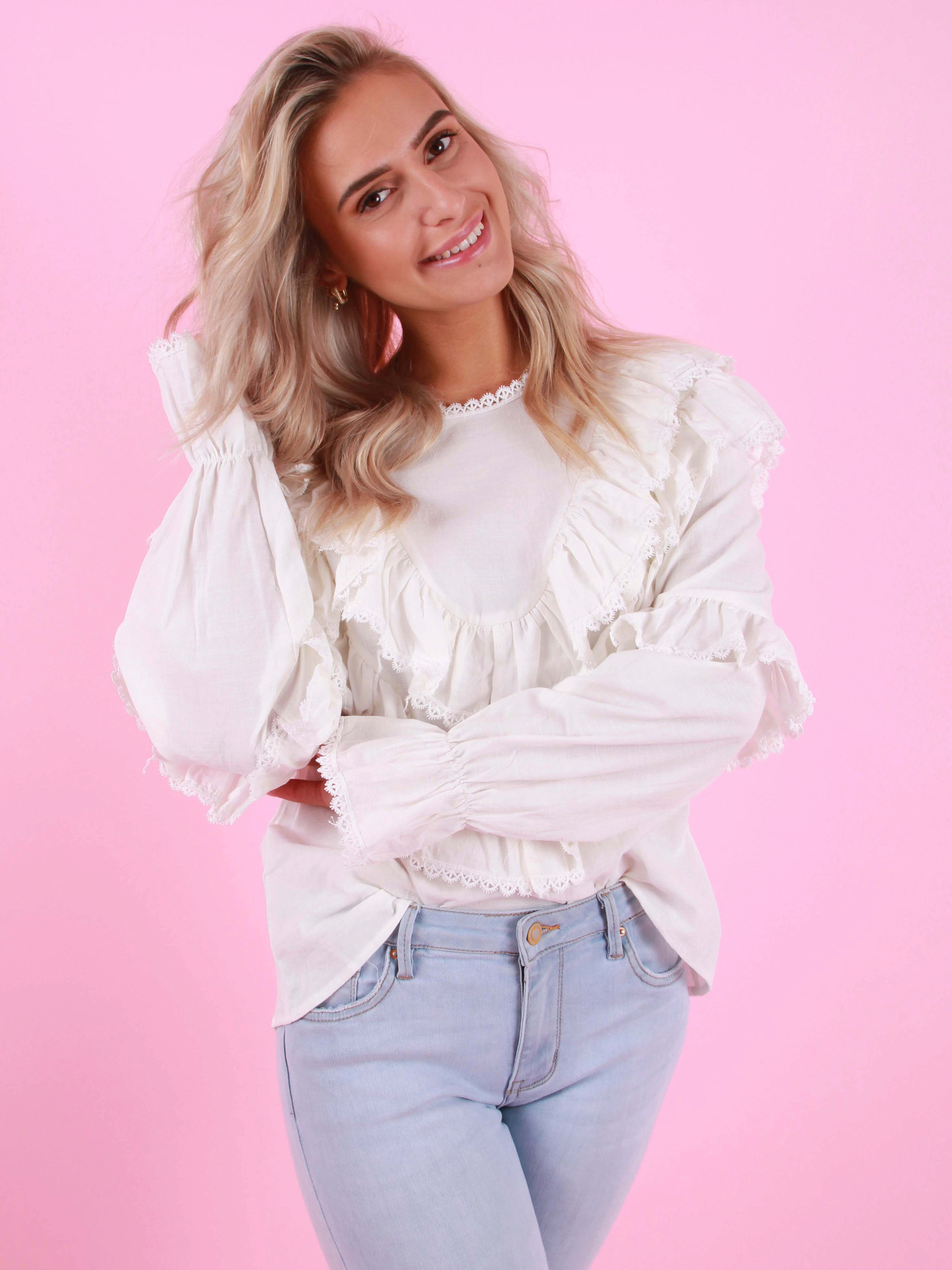 ruffle blouse wit