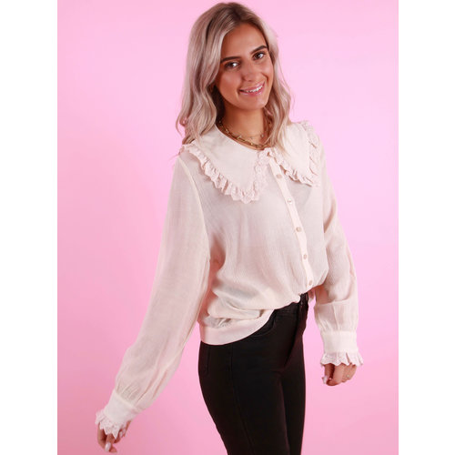 AN'GE Alexia Blouse Plain Blouse with Collar Ecru AN'GE Alexia Blouse Plain Blouse with Collar Ecru