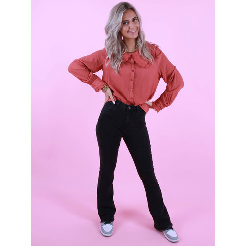AN'GE Alexia Blouse Plain Blouse with Collar Rust AN'GE Alexia Blouse Plain Blouse with Collar Rust