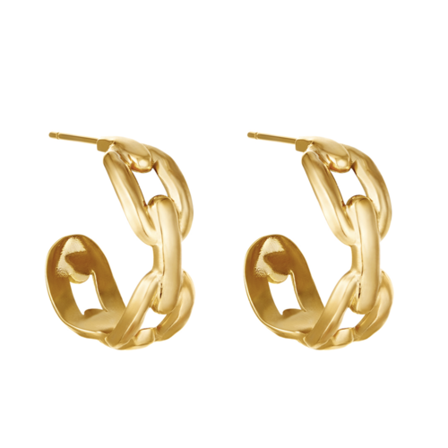 YEHWANG Earrings Oval Chain Gold YEHWANG Earrings Oval Chain Gold
