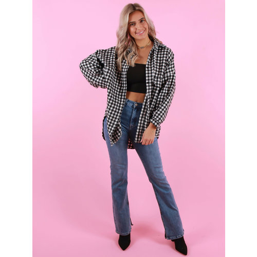 QUEEN HEARTS Flare Jeans Split Hem Blue QUEEN HEARTS Flare Jeans Split Hem Blue