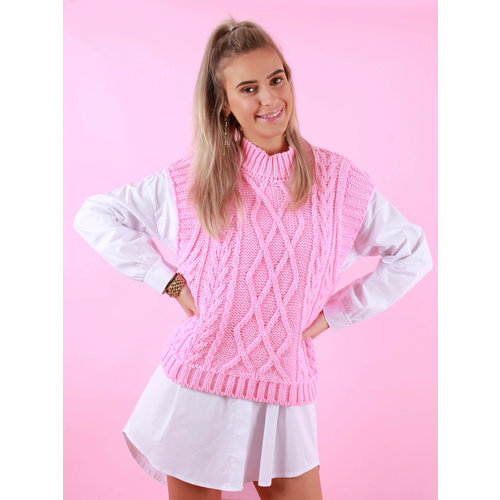 LADYLIKE FASHION Cable Knit Spencer Pink LADYLIKE FASHION Cable Knit Spencer Pink