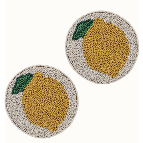 Glass Coaster Beads Lemon (Set/2) Glass Coaster Beads Lemon (Set/2)