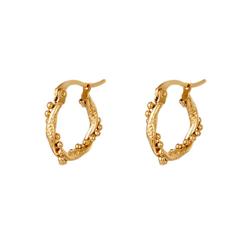 Yehwang Hoop Earrings With Twisted Pearls Small Gold Yehwang Hoop Earrings With Twisted Pearls Small Gold