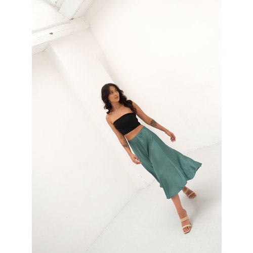 New Collection Satin Skirt Petrol New Collection Satin Skirt Petrol