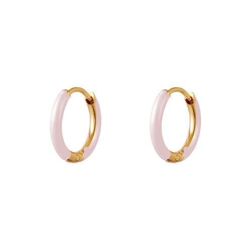 Yehwang Stainless Steel Earring Color Hoop Pink Yehwang Stainless Steel Earring Color Hoop Pink