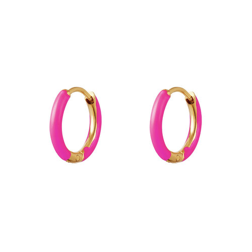 Yehwang Stainless Steel Earring Color Hoop Fuchsia Yehwang Stainless Steel Earring Color Hoop Fuchsia