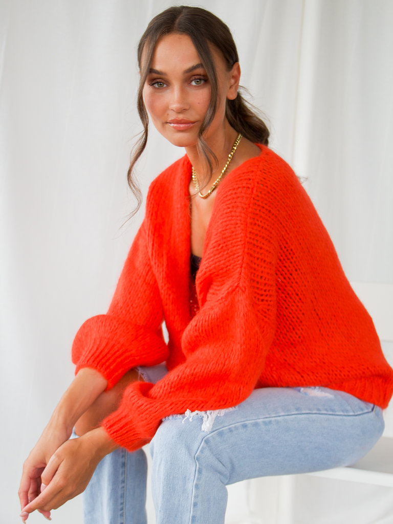 Orange knit cardigan Clearance