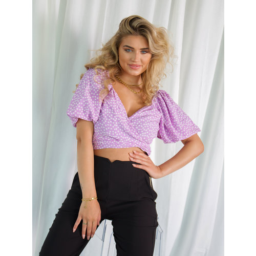 Vera & Lucy Floral Crop Top Purple Vera & Lucy Floral Crop Top Purple