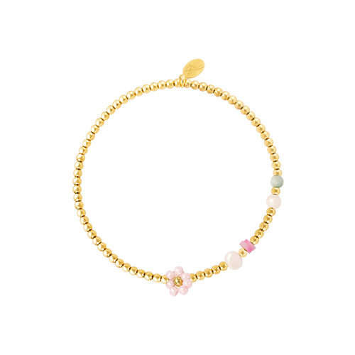 Yehwang Stainless Steel Bracelet Flower Pink Yehwang Stainless Steel Bracelet Flower Pink