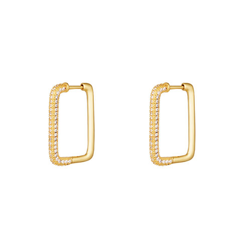 Yehwang Stainless Steel Earrings With Zircons Gold Yehwang Stainless Steel Earrings With Zircons Gold