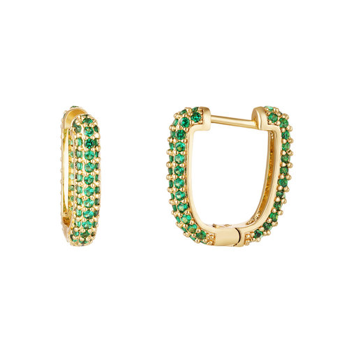 Oorbellen met Zirkoon Details Goud/Groen Oorbellen met Zirkoon Details Goud/Groen