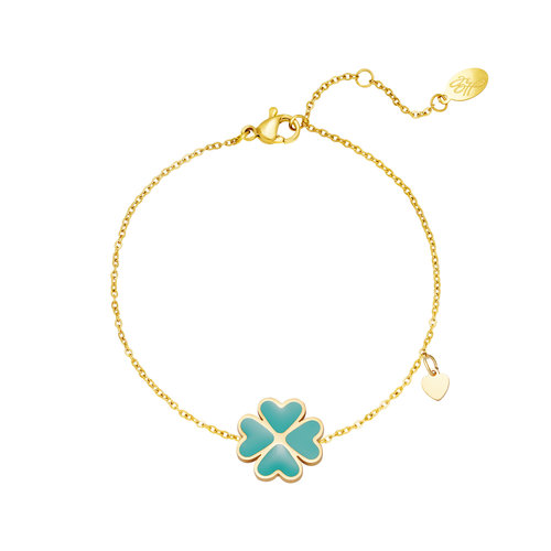 Stainless Steel Bracelet Clover Gold/Green Stainless Steel Bracelet Clover Gold/Green