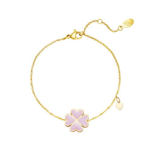 Stainless Steel Bracelet Clover Gold/Purple Stainless Steel Bracelet Clover Gold/Purple