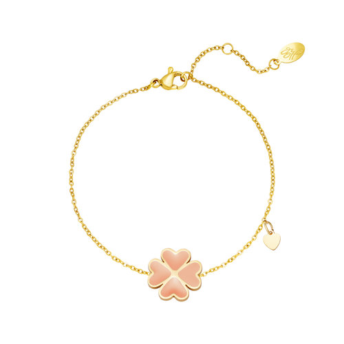 Stainless Steel Bracelet Clover Gold/Pink Stainless Steel Bracelet Clover Gold/Pink