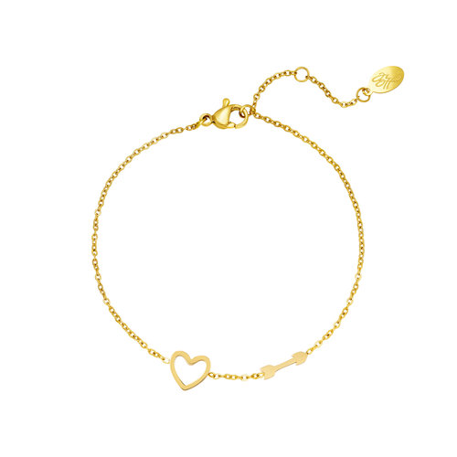 Bracelet with Heart and Arrow Charm Gold Bracelet with Heart and Arrow Charm Gold