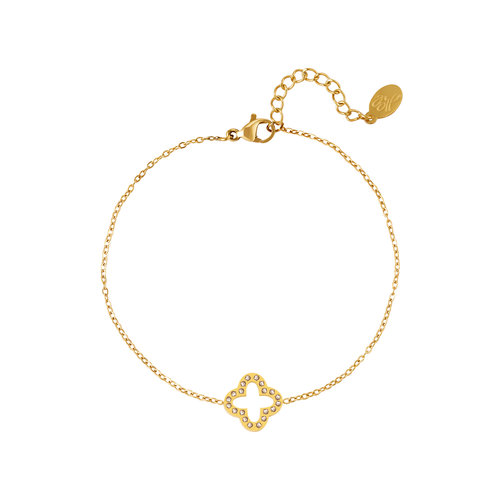Bracelet Clover With Zircon Stones Gold Bracelet Clover With Zircon Stones Gold