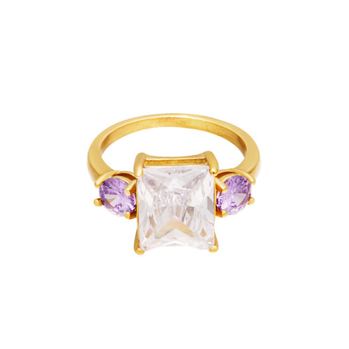 Statement Ring Met Grote Zirkoonsteen Goud Statement Ring Met Grote Zirkoonsteen Goud