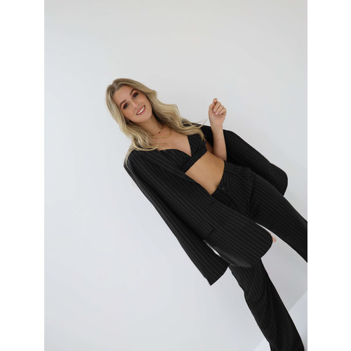 Oversized Pinstripe Blazer Black Oversized Pinstripe Blazer Black