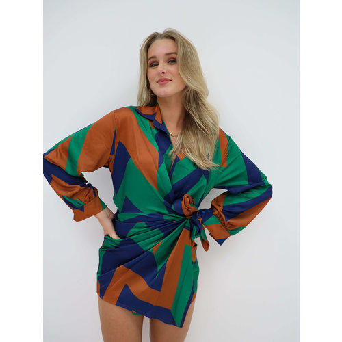 Zigzag Wrap Dress Blue Zigzag Wrap Dress Blue