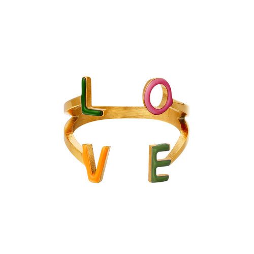 RVS Ring Love Multi/Groen RVS Ring Love Multi/Groen