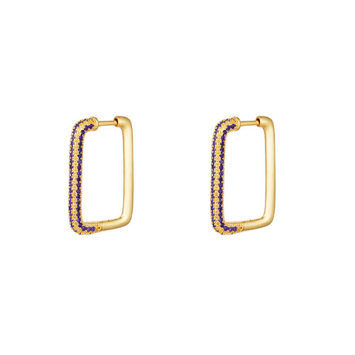 Stainless Steel Earrings With Zircons Gold/Purple Stainless Steel Earrings With Zircons Gold/Purple