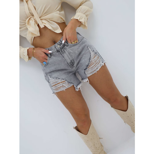 High Waist Denim Short Grey High Waist Denim Short Grey