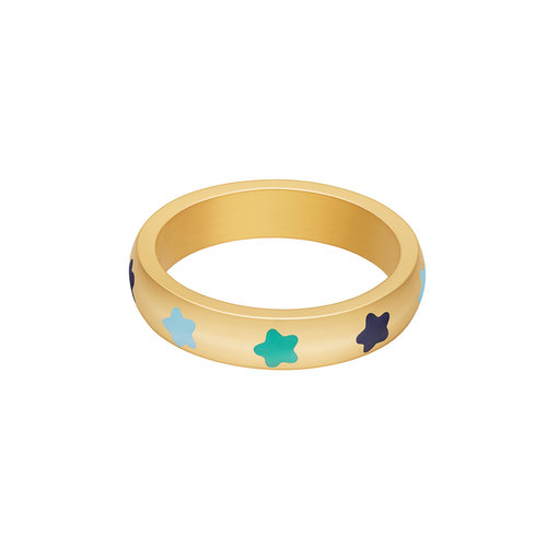 Ring Gekleurde Sterren Blauw Ring Gekleurde Sterren Blauw