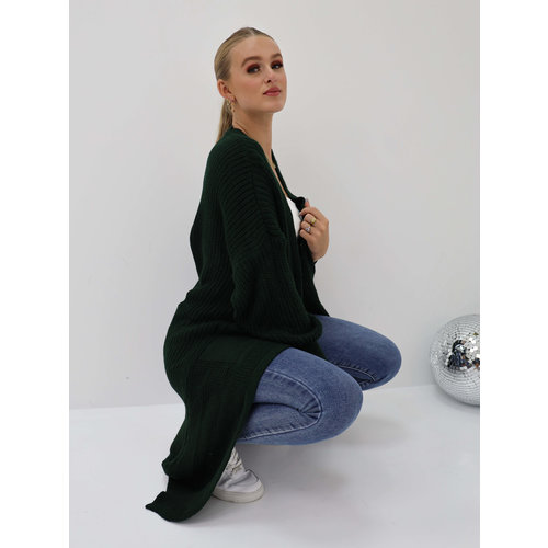 Lang Gebreid Vest Groen Lang Gebreid Vest Groen