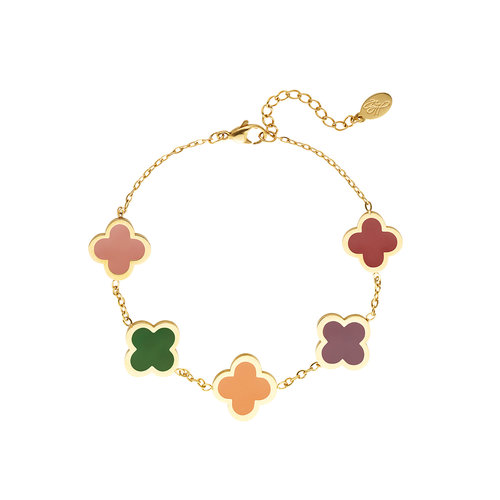 Bracelet With Colored Clovers Gold Bracelet With Colored Clovers Gold