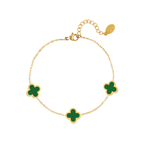 Bracelet Three Colorful Clovers Dark Green Bracelet Three Colorful Clovers Dark Green