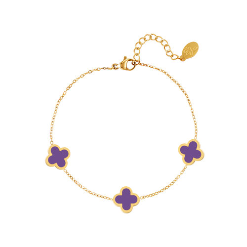 Bracelet Three Colorful Clovers Purple Bracelet Three Colorful Clovers Purple