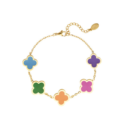 Bracelet With 5 Clovers Gold Bracelet With 5 Clovers Gold